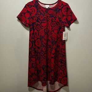 NWT LulaRoe Carly XS Dress Red and Blue Paisley